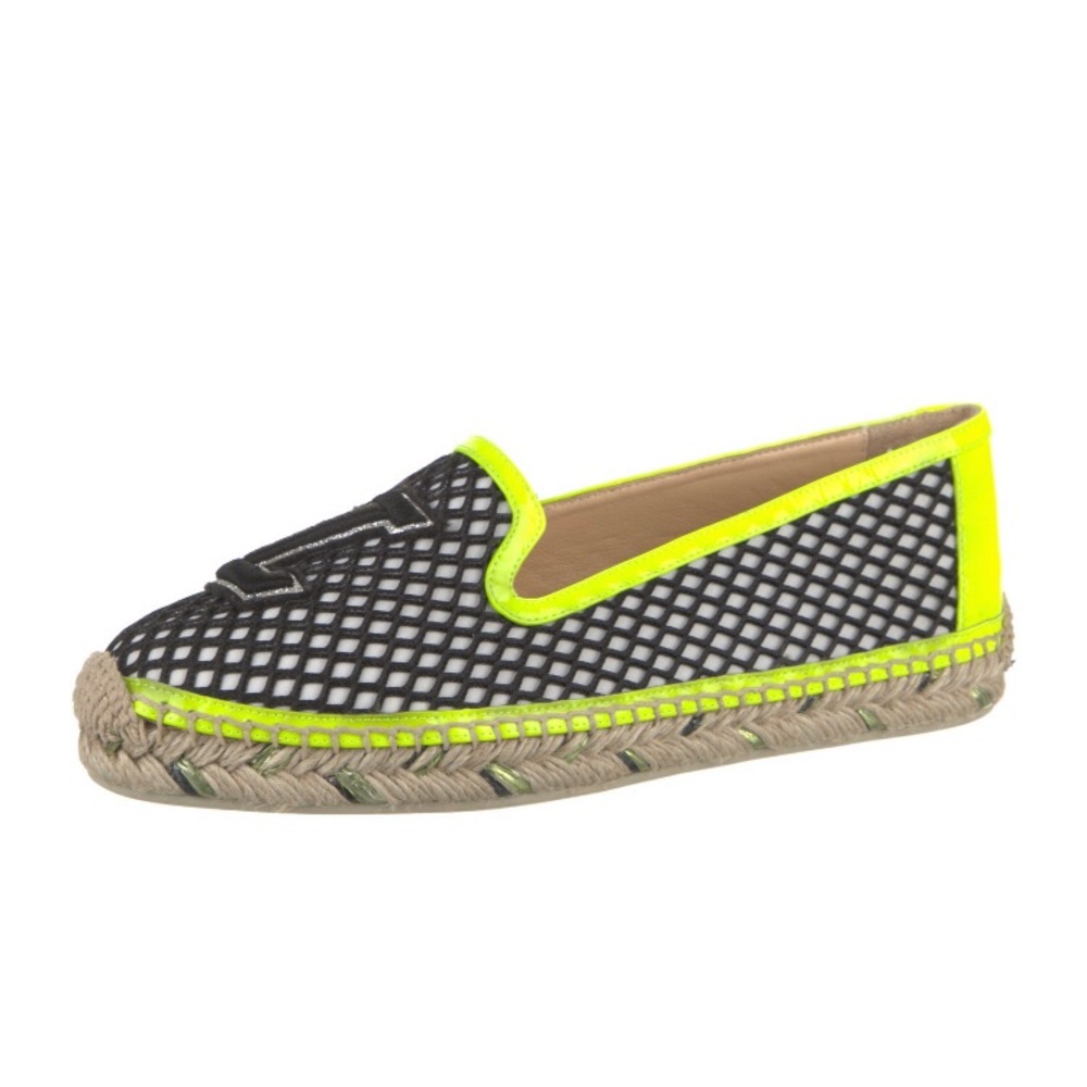 Christian Louboutin Black and Yellow Espadrille Shoes size 36 6
